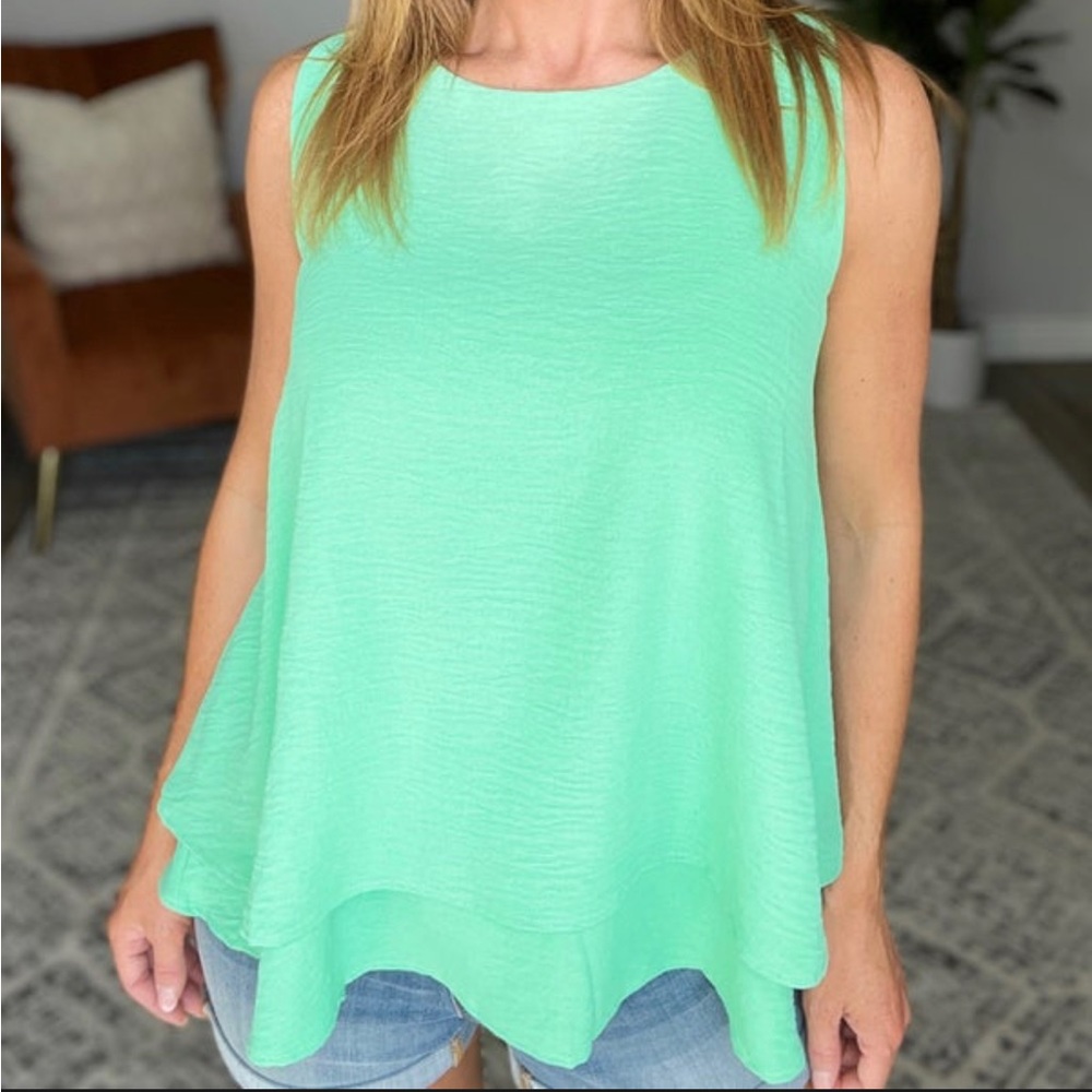 Culture Code Womens Top Tank Shirt Blouse Sleeveless Tiered Mint Sz S NWT